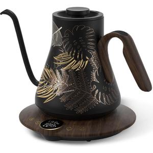 Cocinare Gooseneck Electric Kettle, 1F Precise Temperature Control, 1500W Fast Heating, Pour Over Coffee & Tea Kettle with Brew Timer & Keep Warm, Stainless Steel, 0.9L (Rainforest)