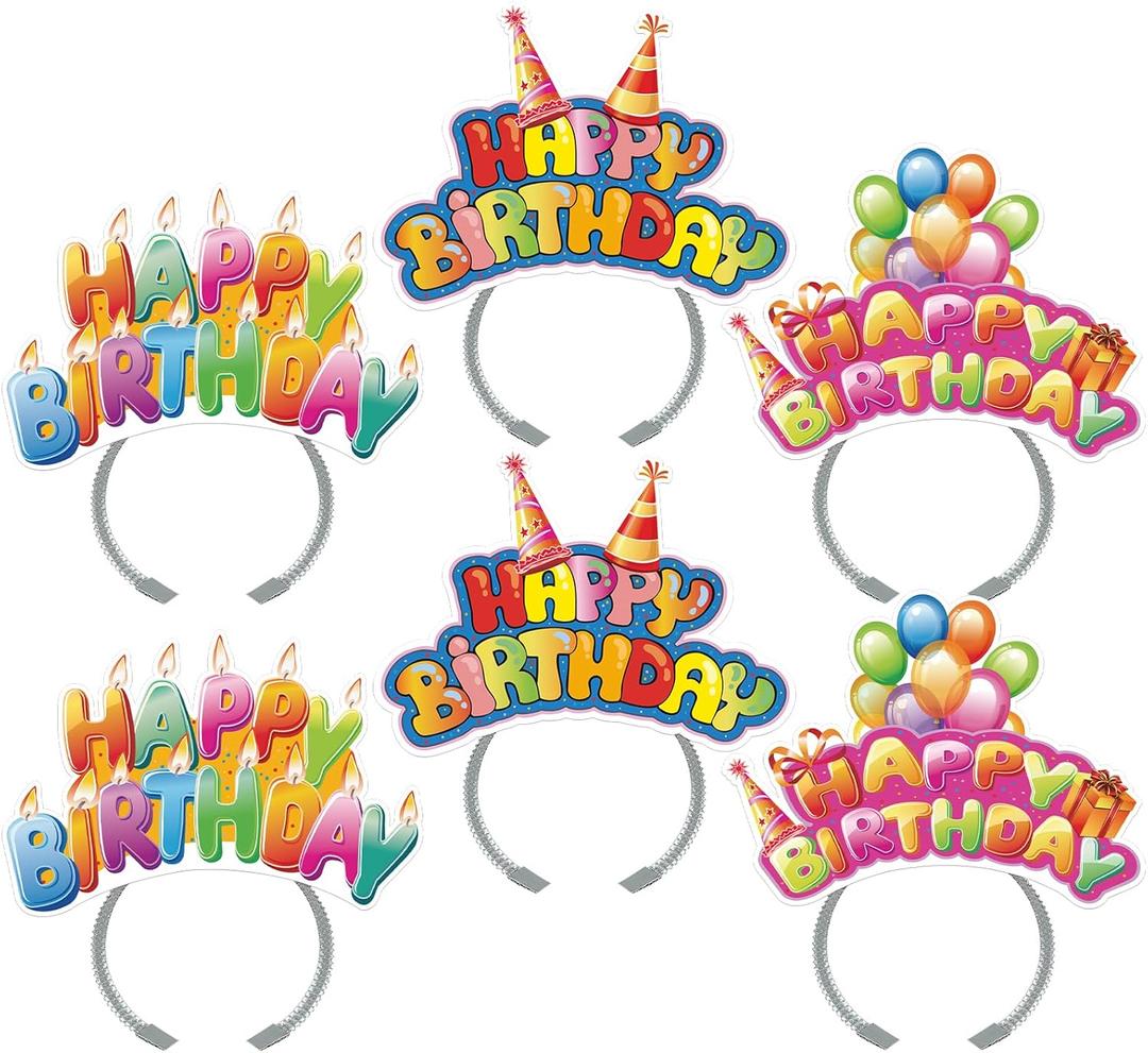 KKBES Happy Birthday Headbands, Paper Birthday Party Hats, 3 Patterns for Children and Adults Celebrating Birthdays
