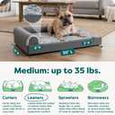FurHaven Orthopedic Dog Bed for Medium Dogs, L-Shaped Chaise Mattress with Orthopedic Egg Crate & a Solid Orthopedic Foam Base for Joint Support, Washable Cover, Medium, Faux Fur & Suede, Stone Gray