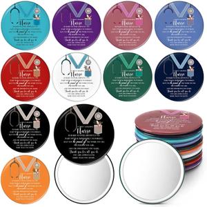 Geetery 80 Pcs Nurse Gifts Bulk Mini Compact Mirrors Christmas Bulk Gifts for Nurses Female CNA Portable Pocket Mirror Thank You for Nursing Practitioner Medical Students LPN (Medal,Classic)