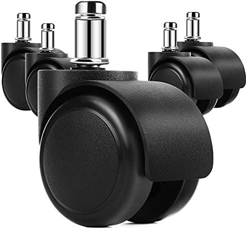 MaxGear 2" Office Chair Wheels Heavy Duty Replacement, Mute Rubber Rotating Desk Chair Caster Wheels, Safe for All Floors Including Hardwood, Universal Standard Stem Size Fits 99%, Set of 5