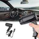 Car Hair Dryer Hot&Cold Folding Portable Car Hair Dryer Window Defroster for Camping Travel Hairdryer Fast Drying, Compatible with Most Vehicles with 12 V car Cigarette Lighter Socket, 210 watts, Black