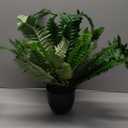 Hollyone 17.7" Fake Fern Potted Plant Small Artificial Boston Ferns in Pot 25 Leaves for Outdoors & Indoor Faux Fern Bush Plant for Patio Garden Farmhouse Windowsill Office Living Room Home Decor (Medium)