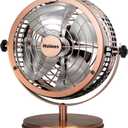 HOLMES 6" Heritage Table Fan, 2 Speeds, 4 Blades, Adjustable 145 Head Tilt, Metal Construction, Ideal for Home, Bedrooms, Dorm Rooms or Office, Brushed Copper