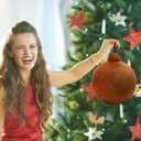 2 Pcs Christmas Pillows 7 Inch Round Christmas Ornament Shaped Throw Pillow Cute 3D Ball Xmas Throw Cushion Decoration for Bed Couch Sofa Chair Living Room(Brown and White)