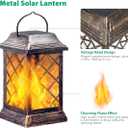 TomCare Solar Lights Outdoor Flickering Flame Metal Solar Lantern Outdoor Hanging Decorative Lanterns Heavy Duty Waterproof Umbrella Decorations Lighting for Patio Garden Deck Yard, 2 Pack (Bronze)