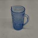 Boston International Vintage-Inspired Glass Pitcher with Embossed Floral Pattern, 4.5" x 7.75", Sky Blue Codi