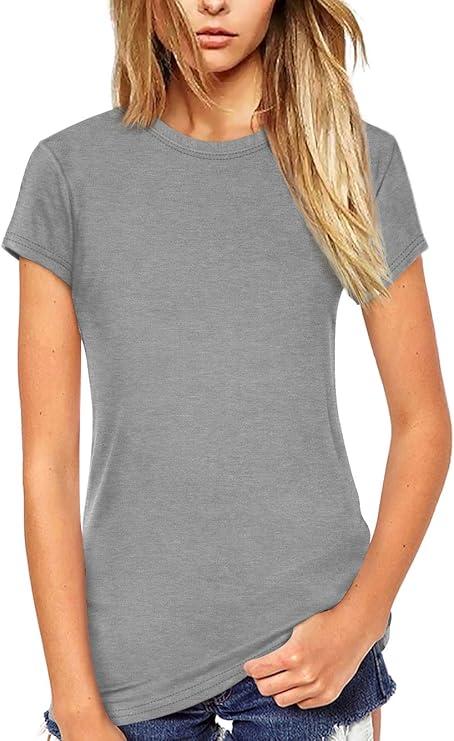 Beluring Women Shirt Short Sleeve Crew Neck Summer Soft Long TshirtsTee Tops Blouse Size M