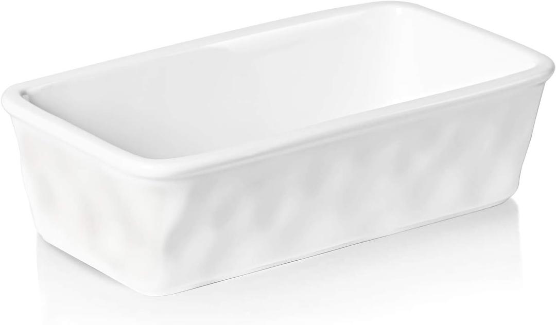 HAOTOP Ceramics Small Nonstick Baking Bread Loaf Pan, 8.5 x 4.6 Inch (White)