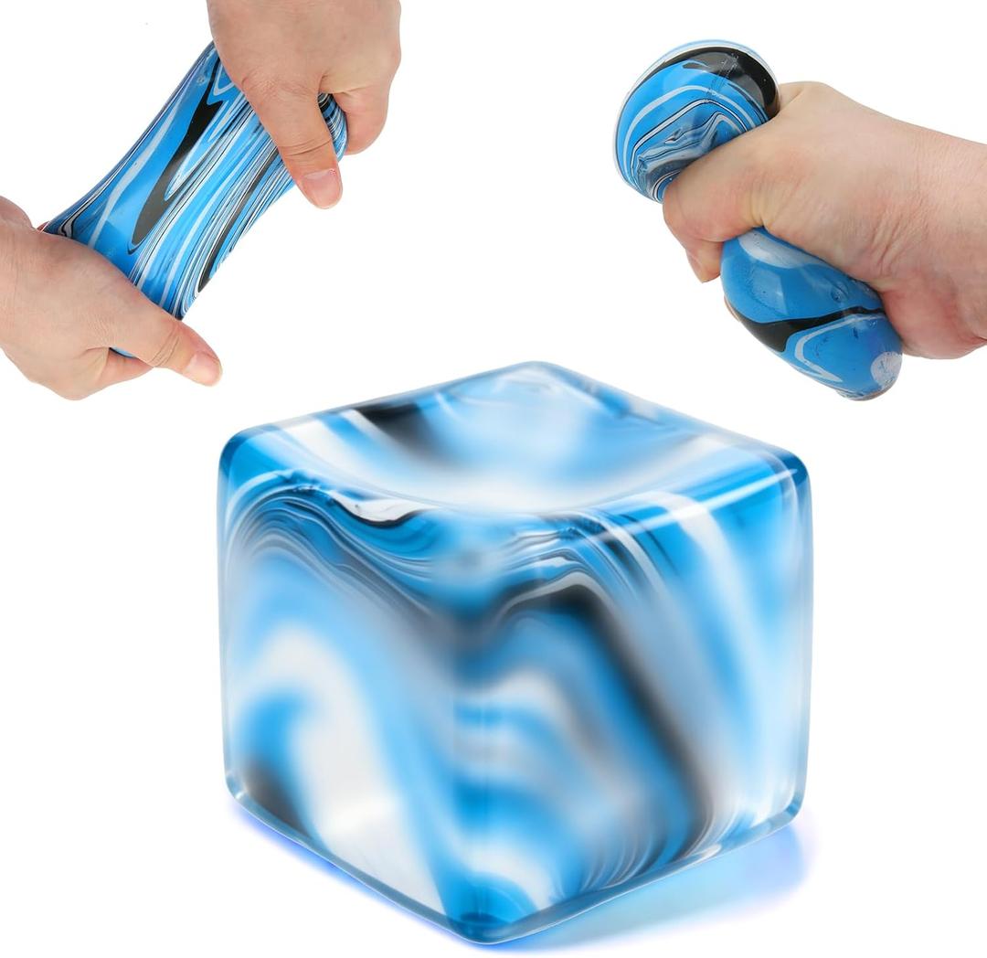 8 x Ice Cube Squishy, Slow Rising Square Shape Stress Balls for Adults(Blue) | Ice Cube Fidget Toys for Adults Sensory Toy for Anxiety Relief ADHD Office School Stocking Stuffer Classroom Prizes Gifts