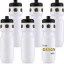 Talltalk 6 Pack Cheerleader Gift Bulk Cheer Water Bottles Cheerleading Plastic Squeeze Sports Tumbler Cups with Pull Top Cap Reusable for Cheer Sports Party Favors Team Gifts Bags Fillers(Black Gold)