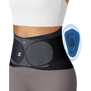 0.5mm Ultra Thin Back Brace for Women Men, 3D Lumbar Pad, Seamless Yoga Fabric, Lightweight Back Brace for Lower Back Pain Relief, Sciatica, Posture, Lifting, Wearg Under Clothes, Black, S