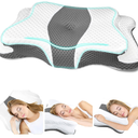 CHxxy Memory Foam Pillows, Cervical Pillow for Neck and Shoulder Pain Relief, Ergonomic Contour Bed Pillow, Soft for Side Sleep Stomach Sleeping and Back Sleeper Queen Size&Grey