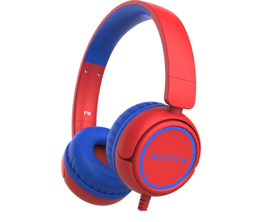 Kids Headphones Wired, Stereo Foldable Tangle-Free 3.5mm Jack Adjustable On-Ear Headphones for Kids/Toddlers/Children/Teens/Boys/Girls/School/Ipad/Tablet/Kindle/Phones/Travel/Plane (Red)