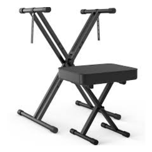 GLEAM Keyboard Stand and Bench Set, Double X Style Digital Piano Stand Height from 19" to 38", Heavy Density Foam Padded Stool from 14" to 18" Black