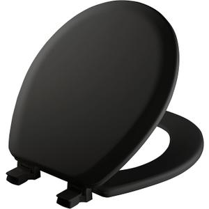 Mayfair Cameron Black Toilet Seat, Non Slip Heavy Duty Wood, Easy Clean, Made in USA, Round
