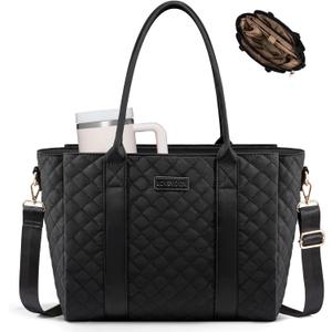 LOVEVOOK Teacher Tote Bag for Women, Quilted Work Tote Nurse Laptop Bag, Large Computer Shoulder Bags with Zipper for Travel