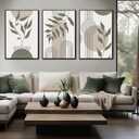 Boho Framed Wall Art for Living Room Large Size,Green Bohemian Wall Decor for Bedroom Size 20 x 30 Inch 3 Panels