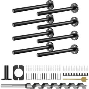 8pcs Wall Shelf Brackets Heavy Duty Floating Shelf Bracket Hidden,Invisible Black Shelving Brackets Decorative Floating Shelf Hardware Heavy Duty,Metal Shelf Support Bracket (8 inch-8pcs)