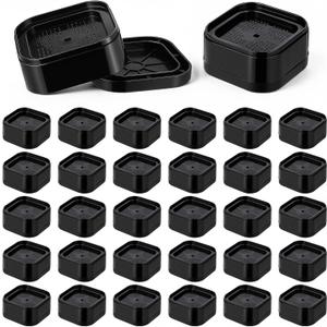 SHENLIU 32 Pack Furniture Risers, Adjustable Stackable Heavy Duty Bed Lifts Risers Black Square Bed Raising Blocks for Desk Leg Table Couch Sofa Chair Frame Legs Dorm