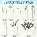 144 Pcs Blue Artificial Flowers Bouquet Set 8 Kind with Long Stem
