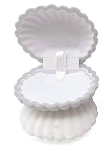 2pcs Boxes Shell Jewelry Box Necklace Dish Display Cases for Collectibles Dresser Decor Lovely Bracelet Organizer Earrings Backs for Studs Tray Decor White and Light Grey High-grade Flannelette