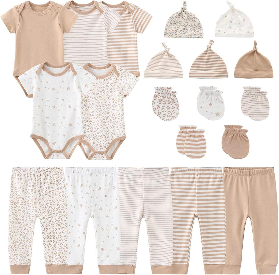 Unisex Baby Boy Girl Bodysuits Sets 20 Pack Cotton Casual New Born Clothes Comfort Infant Outfit Essentials (Style 03)