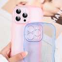 SKYLMW Compatible with iPhone 16 Pro Max Case 6.9" 2024, Cute Kawaii Curly Wave Frame Shape Soft Silicone Shockproof Protective Phone Cover for Women Girls, Clear/Pink
