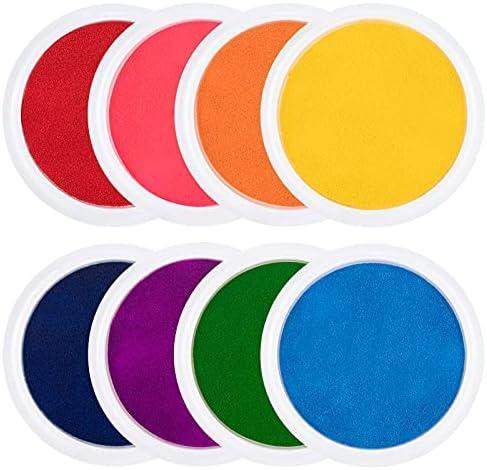 7" Large Ink Pads for Kids - Handprint Footprint Size Rainbow Stamps Pad, Safe & Washable Ink Pad for Fingerprint Painting Card Making Stamp Crafting, Kids Birthday Gifts and Classroom Must Haves
