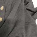 Women's Casual Black Short-Sleeve Henly-Style V-Neck Top with Wood Buttons XL