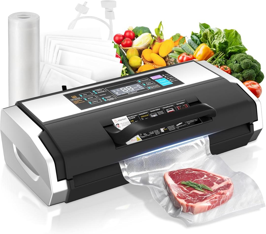 95kPa Commercial Auto Vac Sealer w/Roll & 15 Bags (titanium silver)