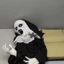 Haunted Hill Farm Life-Size Scary Talking Witch Nun Halloween Animatronic with Touch Activated Lights and Sound, Poseable, Battery Operated Indoor or Covered Outdoor Creepy Halloween Decorations