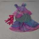 Little Girls Mermaid Princess Costume for Girls Dress Up Party with Gloves,Crown Mace 3-10 Years (Pink-29)