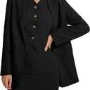 Casly Lamiit Women's 3 Piece Skirt Sets Business Casual Short Skort Blazer Suit Long Sleeve Jacket Vest Matching Outfits (X-Large, Black)