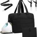 Diaper Bag with Breast Pump Laptop Compartment, Puffer Quilted Tote Bag with Baby Changing Pad Stroller Buckle Straps (Black)