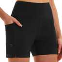 HODOSPORTS Women's 5''/7'' Swim Board Shorts High Waisted Quick Dry Swimsuit Bottoms with Liner Pockets Bathing Suit Trunks (Black, L)