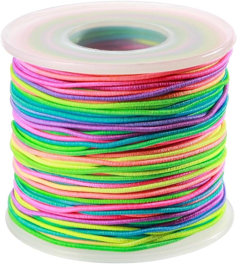 Elastic String for Bracelets, 1mm Sturdy Stretchy String Rainbow Elastic Cord for Jewelry Making, Beading Necklaces and Crafts (164 Feet)