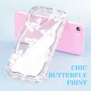 2 x Compatible for iPhone SE/8/7 Case, Pretty Butterfly Print Three-Dimensional Wave Clear Case for Girls Women, Soft Full Package Anti-Fall Cover for iPhone SE/8/7, White Butterfly