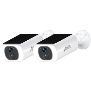 ANRAN 2K Solar Security Camera Wireless Outdoor, Forever Power with Built-in Solar Panel, WiFi Home Security Cameras, 2-Way Audio, PIR Detection, Color Night Vision, Works with Alexa, C3 2-Cam Pack
