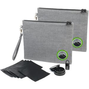 Smell Proof Bag with Lock 11" x 9", Smell Proof Container, Dog Tested Odor resistant Bags, Best Zipper odor sealing pouch for Herbs, Coffee & Travel Medicine, Scent Resistant Containers (Double Pack Large, Gray)