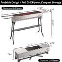 Charcoal Grill, Foldable Portable BBQ Grill for Camping & Backyard
37.6" Ceramic Grate, 330 sq. in. Cooking Area, Dual Side Tables, Pull-out Ash Pan & Carry bag for Tailgating & Cookouts