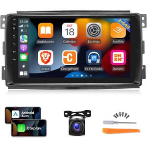 [2G+64G] Car Radio for Mercedes Benz Smart Fortwo 2005-2010, 9 inch Android 13 Touch Screen Stereo, Carplay/Android Auto/WiFi/1080P/SWC/Bluetooth/Mirror Link+AHD Backup Camera+MIC