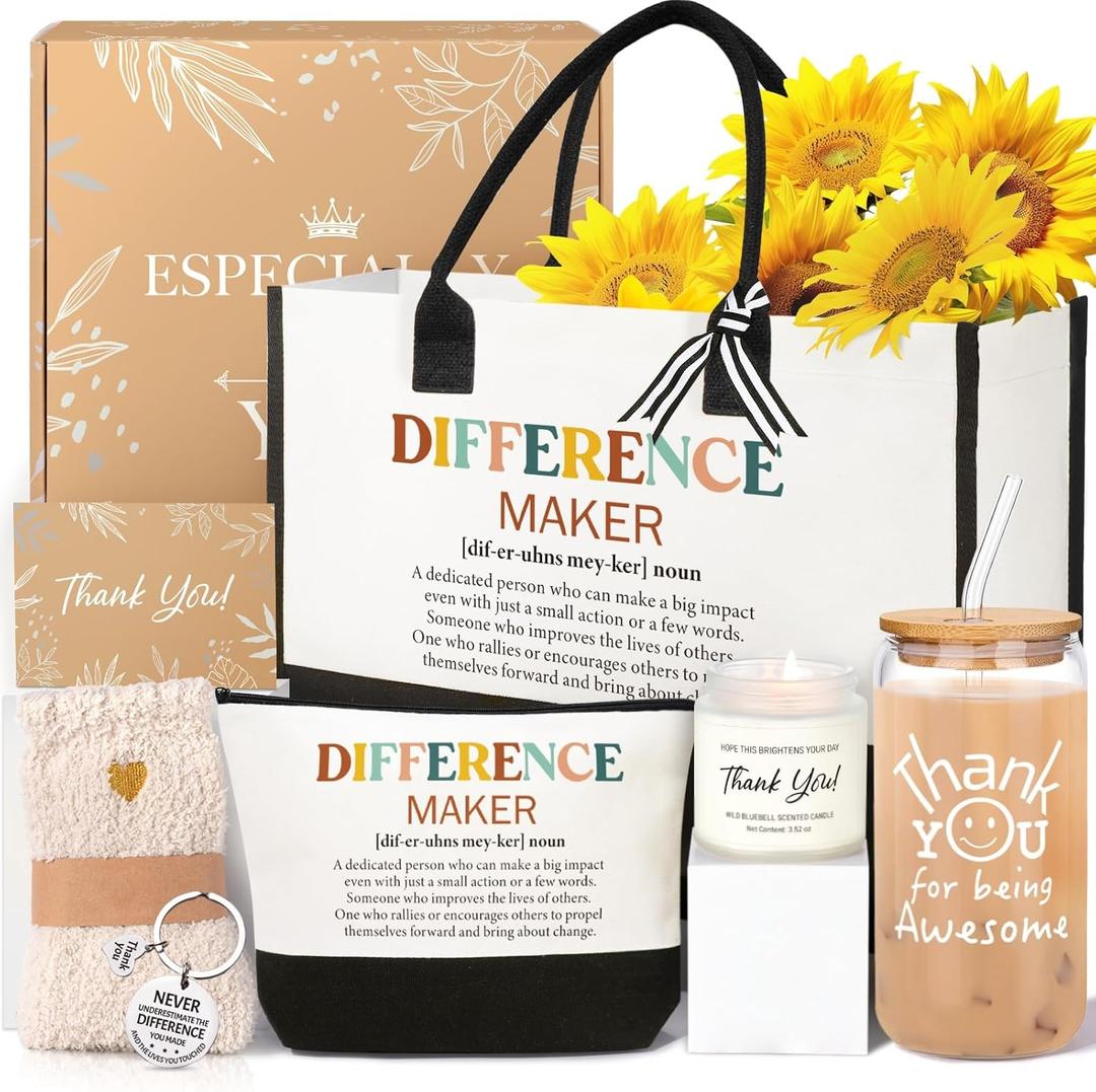 iAOVUEBY Employee Appreciation Gifts, Thank You Gifts for Women, Appreciation Gift for Coworkers Teacher Nurse Boss Farewell Retirement Employees Thank You Gift Box, Canvas Tote Bag Gratitude Baskets