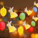 Easter String Lights with 10 LED Bunny Cracked Egg - 8.2Ft Battery Powered Light with Timer Function - Fairy Spring Lighting for Indoor House Party Classroom Bedroom Rabbit Decorations - Clear Wire