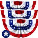 G128  3 Pack: USA Pleated Fan Flag, 3x6 Feet American USA Bunting Decoration Flags EMBROIDERED Patriotic Stars & Sewn Stripes Canvas Header Brass Grommets