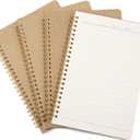 4 Packs Spiral Lined Notepad A5, 100 Pages/ 50 Sheets Kraft Cover Wirebound Notebooks Bulk Journals, Memo Notepads Planner for Business Office School Travel