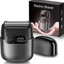 Electric Razor for Men, Foil Shaver and Beard Trimmer for Dry and Wet,Battery LED Display USB-C Fast Charge, IPX7 Waterproof Portable Travel Shaver (Charcoal Black)