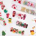 SILPECWEE 3 Boxes 36 Grids 3D Christmas Resin Nail Charms Nail Glitter Sequins Nail Pearls Studs Flat-back Nail Rhinestones Mermaid Beads Nail Jewelry for Acrylic Nails Nail Art Decoration