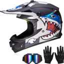 Youth Kids Dirt Bike Helmets J01 Full Face Motocross DOT Approved, Large