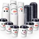 Sliner 120 Pcs Christmas Snowman Disposable Paper Coffee Tea Cups with Lids Winter Wonderland Xmas Cocoa Cups for Juice Hot Cold Beverage Drinks Seasonal Holiday Party Supplies(9 oz)